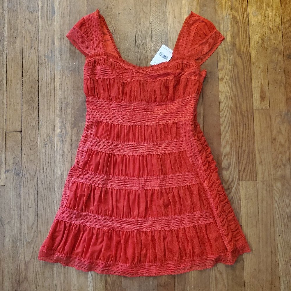 Free People Alicia Lace Mini Dress, red Sz 12 NWT! - Picture 2 of 10